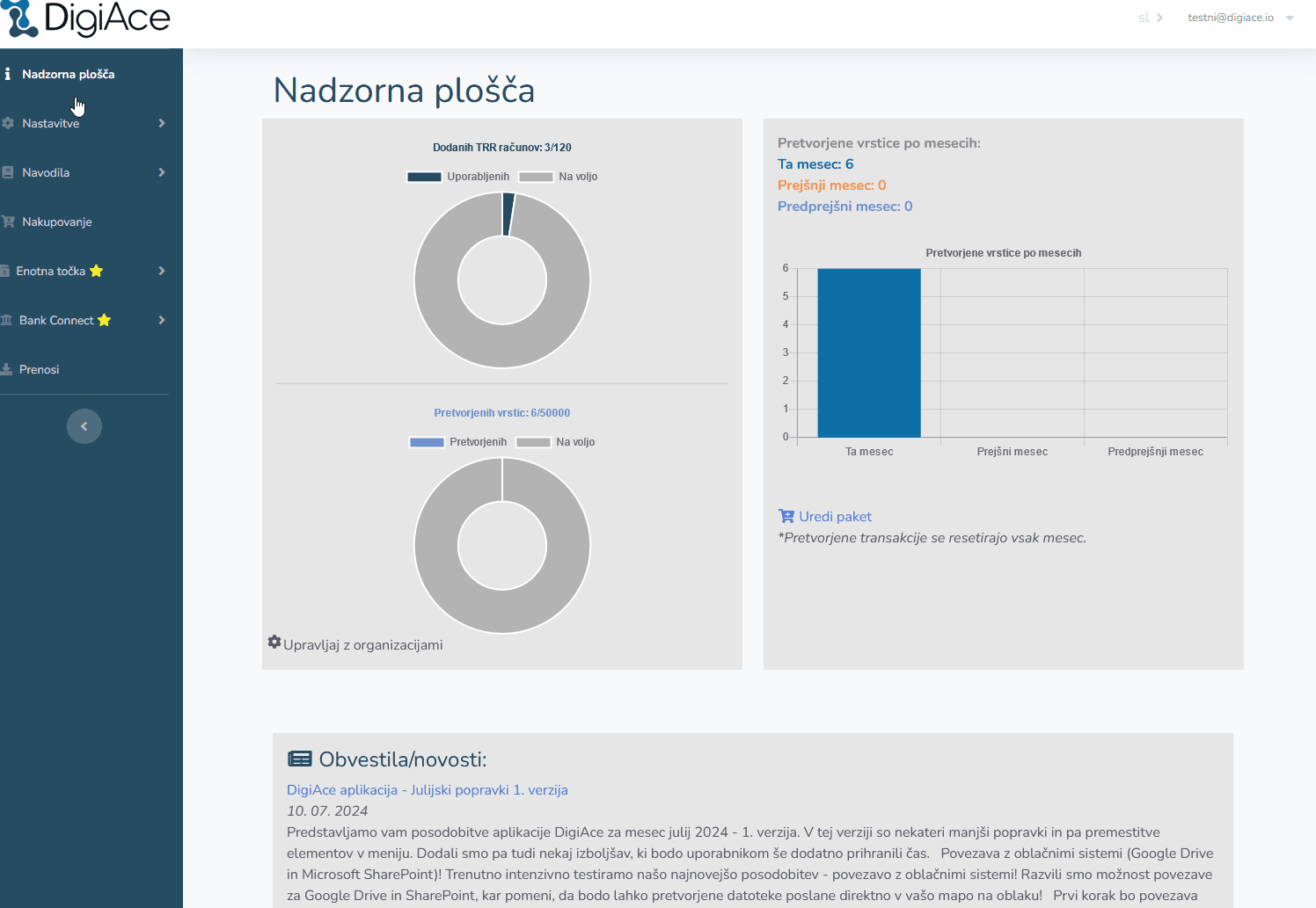 Kako nastaviti samodejno pošiljanje bančnih izpiskov?